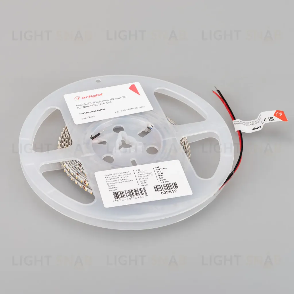 Светодиодная лента Arlight MICROLED-M182-4mm 24V Day4000 (10 W/m, IP20, 2216, 5m) 037817 037817