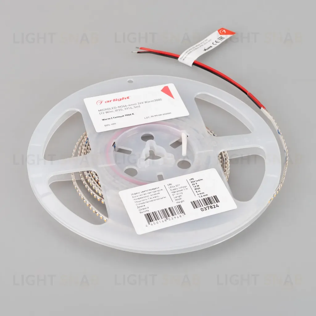 Светодиодная лента Arlight MICROLED-M266-4mm 24V Warm3000 (12 W/m, IP20, 2216, 5m) 037824 037824