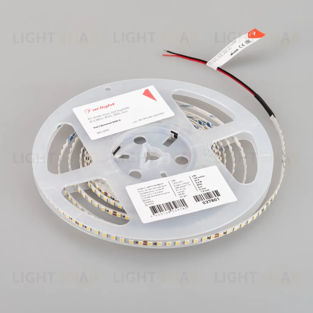 Светодиодная лента Arlight RT-A160-5mm 24V Day5000 (9.6 W/m, IP20, 2835, 5m) 037801 037801