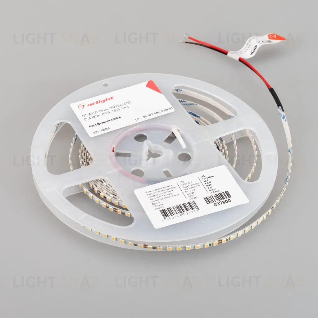 Светодиодная лента Arlight RT-A160-5mm 24V Day4000 (9.6 W/m, IP20, 2835, 5m) 037800 037800