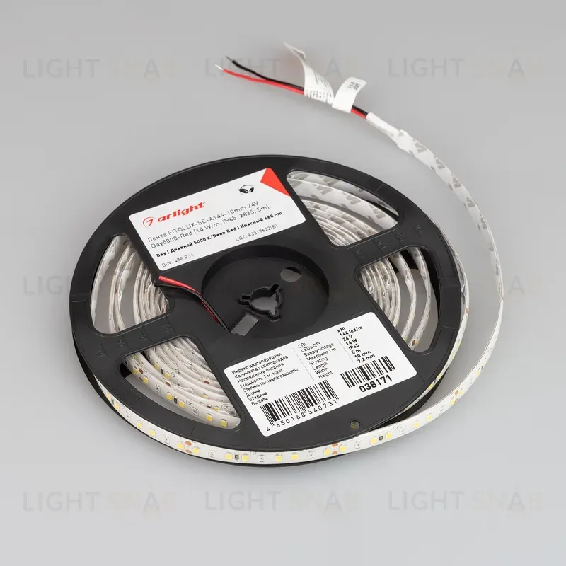 Светодиодная лента Arlight FITOLUX-SE-A144-10mm 24V Day5000-Red (14 W/m, IP65, 2835, 5m) 038171 038171