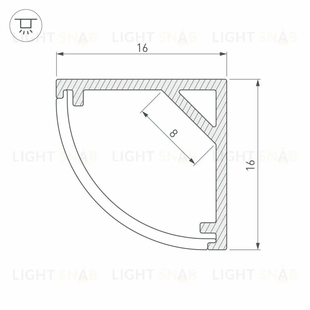 Алюминиевый профиль Arlight SL-KANT-H16-2000 BLACK 037116 037116