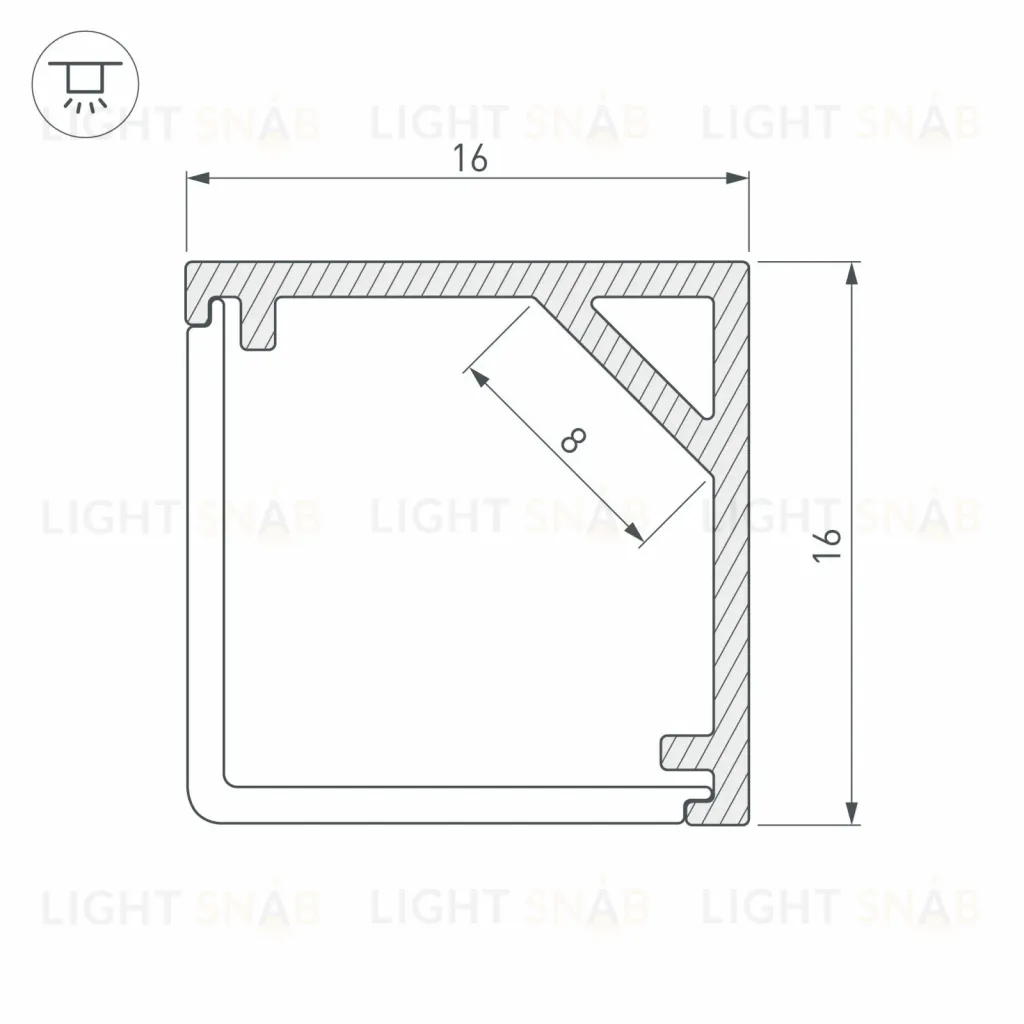 Алюминиевый профиль Arlight SL-KANT-H16-2000 WHITE 037117 037117