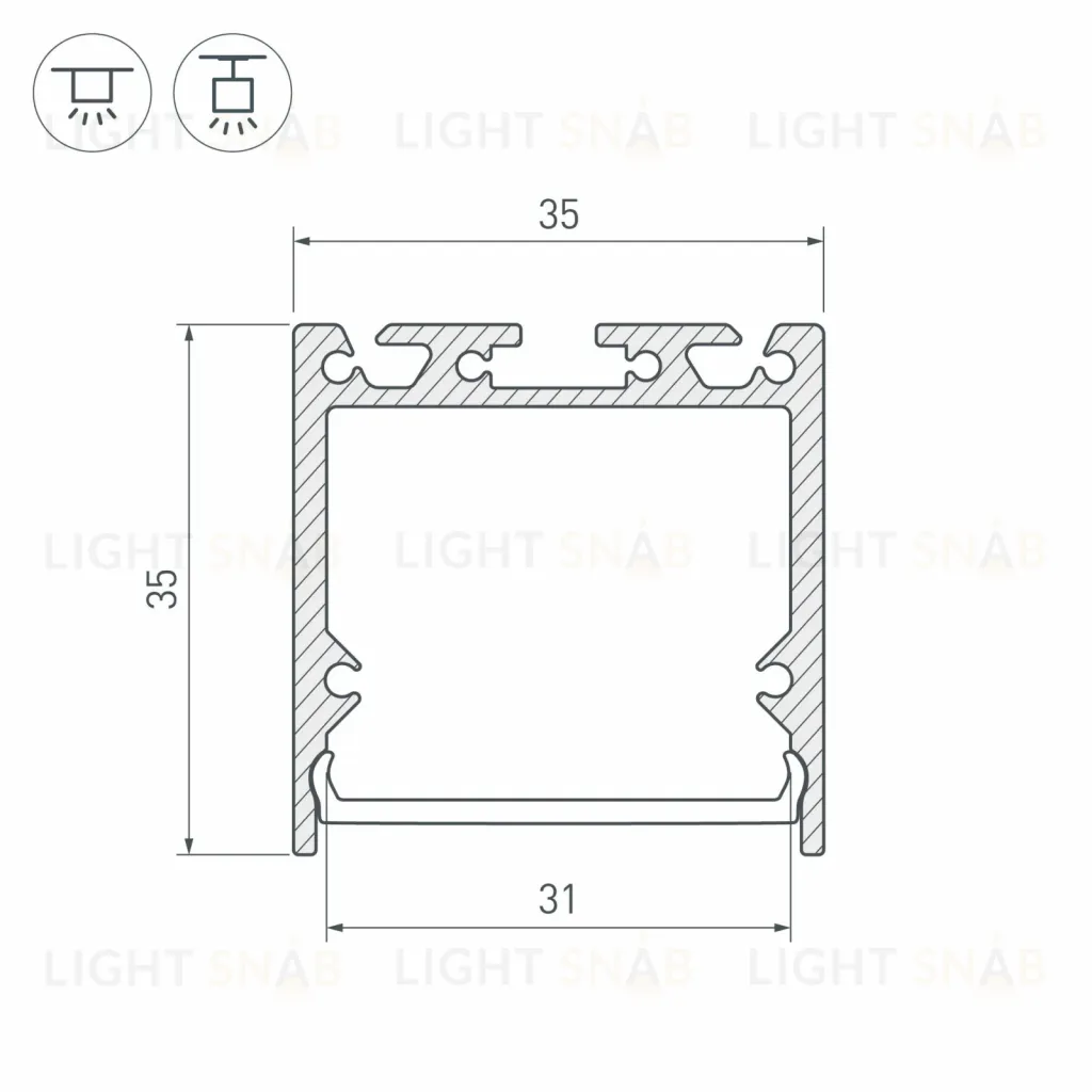 Алюминиевый профиль Arlight с экраном SL-LINE-3535-2500 WHITE+OPAL 036302 036302
