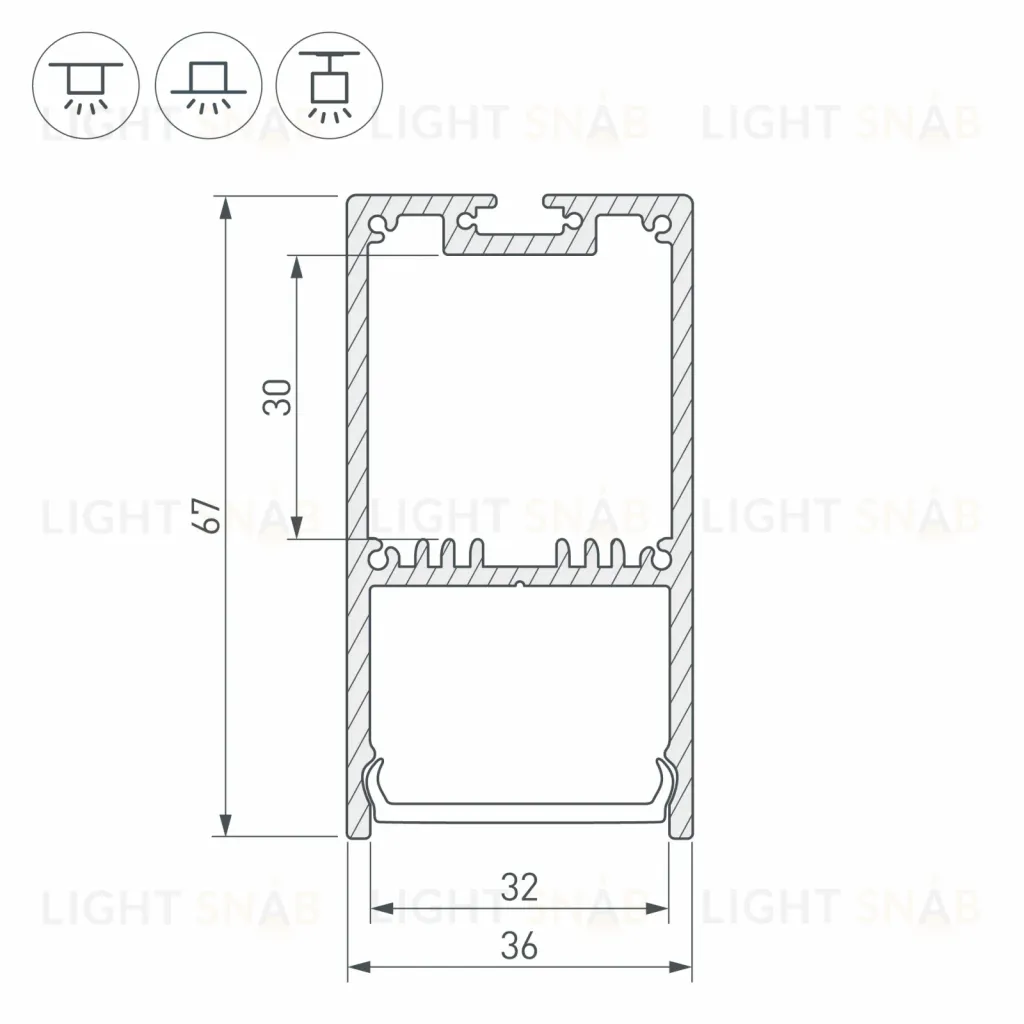 Алюминиевый профиль Arlight с экраном SL-LINE-3667-2500 WHITE+OPAL 036303 036303