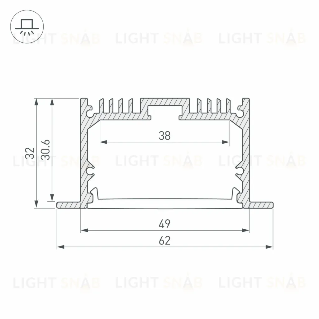 Алюминиевый профиль Arlight с экраном SL-LINIA62-F-2500 BLACK+OPAL 036307 036307