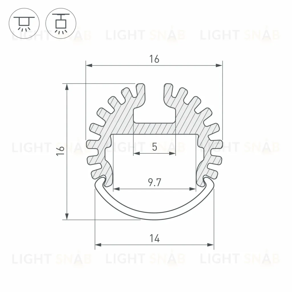 Алюминиевый профиль Arlight ARH-ROUND-D16-2000 ANOD 039217 039217