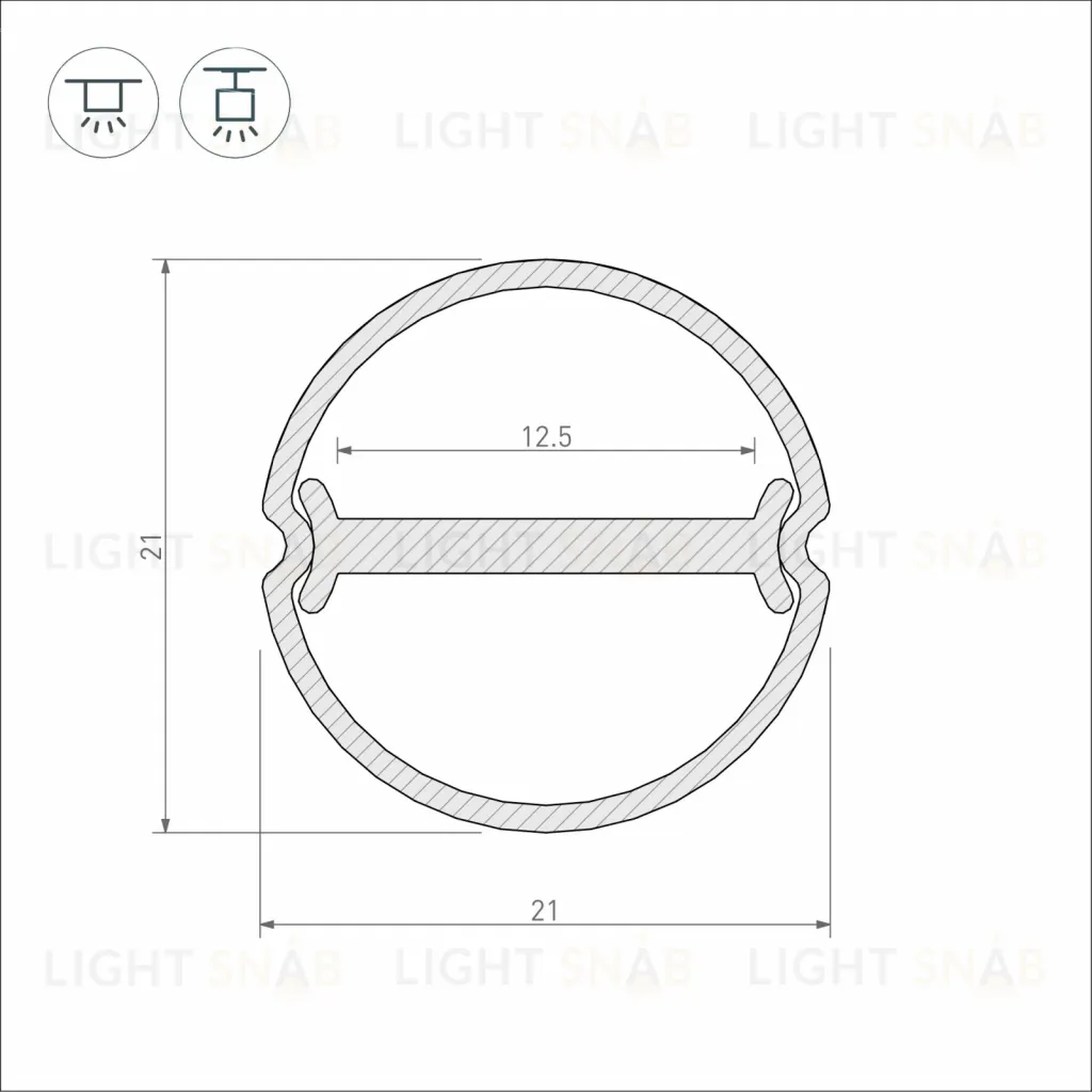 Алюминиевый профиль Arlight ARH-ROUND-D20-DUAL-2000 ANOD 039218 039218