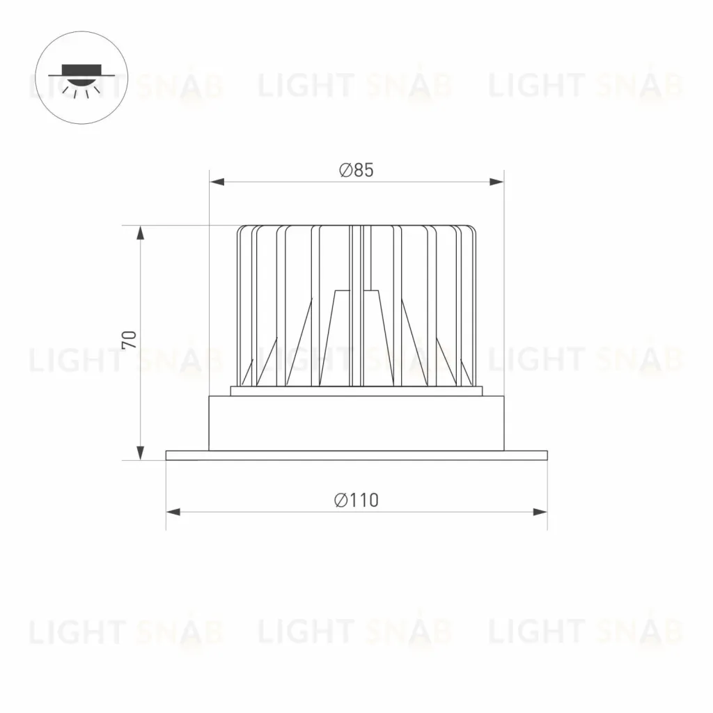 Встраиваемый светильник Arlight MS-ATLAS-TRIMLESS-R70-12W Warm3000 (BK, 32deg, 230V) 036105 036105