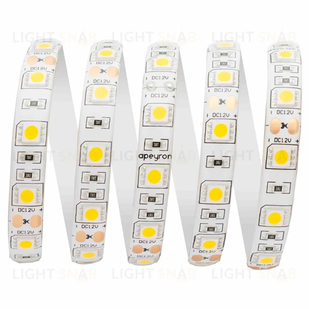 Светодиодная лента Apeyron 12В СТ 14,4Вт/м smd5050 60д/м IP65 700Лм/м 5м 3000К 00-11 00-11