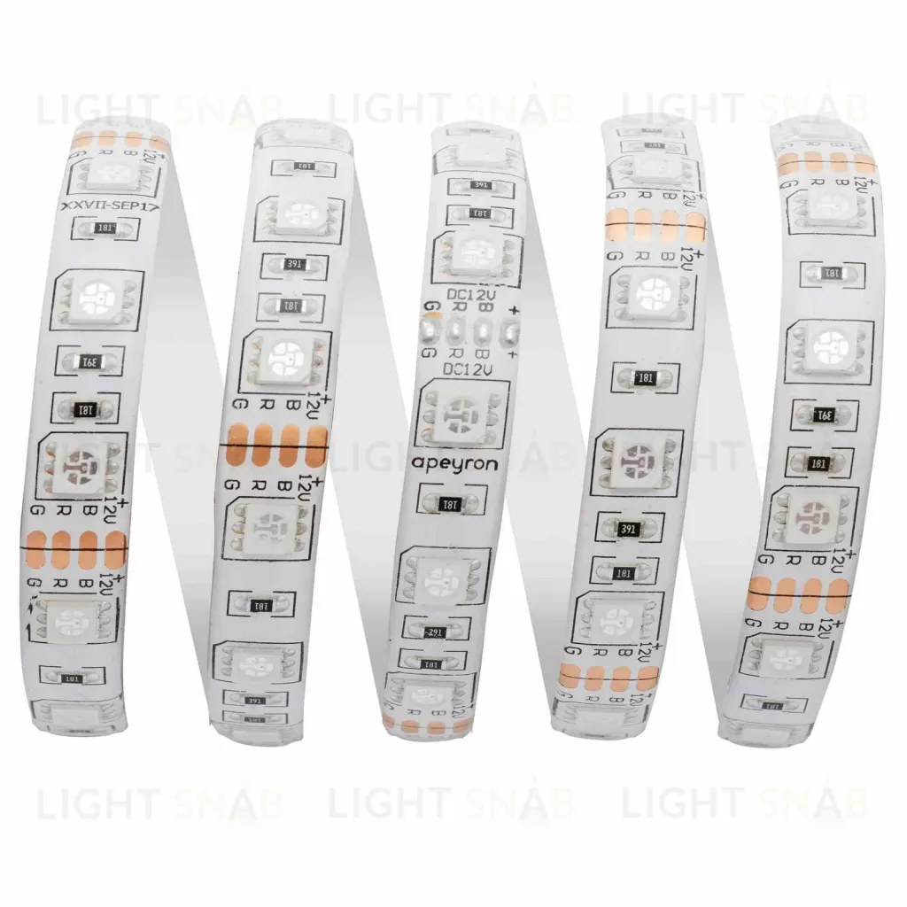 Светодиодная лента Apeyron 12В СТ 14,4Вт/м smd5050 60д/м IP65 5м RGB 00-12 00-12
