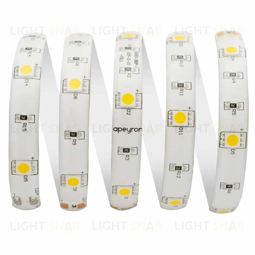 Светодиодная лента Apeyron 12В СТ 7,2Вт/м smd5050 30д/м IP65 360Лм/м 5м 4000К 00-150 00-150