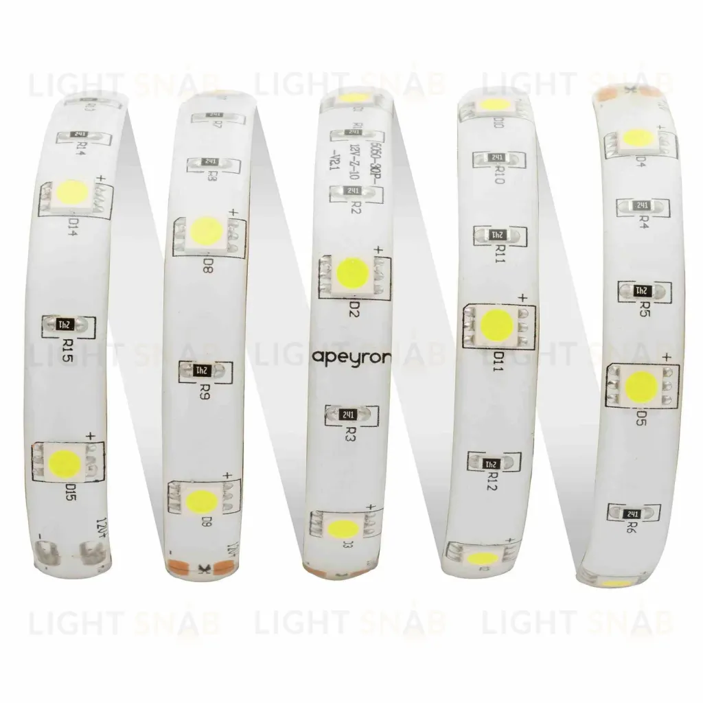 Светодиодная лента Apeyron 12В СТ 7,2Вт/м smd5050 30д/м IP65 360Лм/м 5м 6500К 00-39 00-39