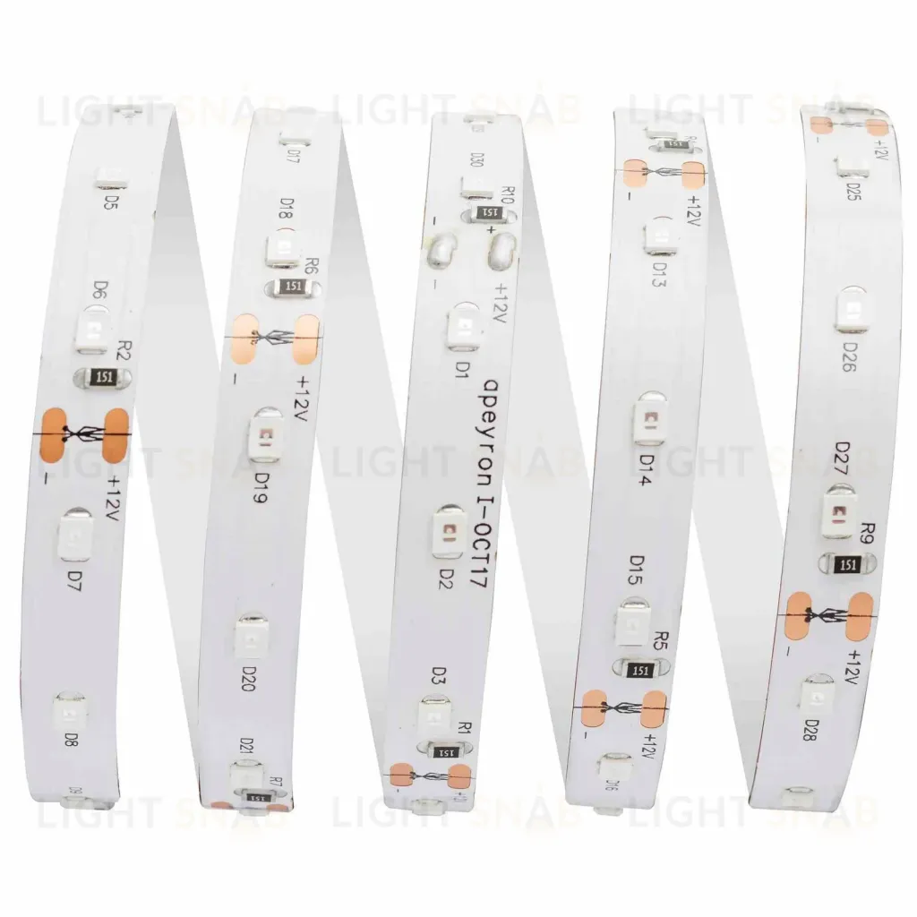 Светодиодная лента Apeyron 12В СТ 4,8Вт/м smd3528, 60д/м IP20 5м желтая 33BL 33BL