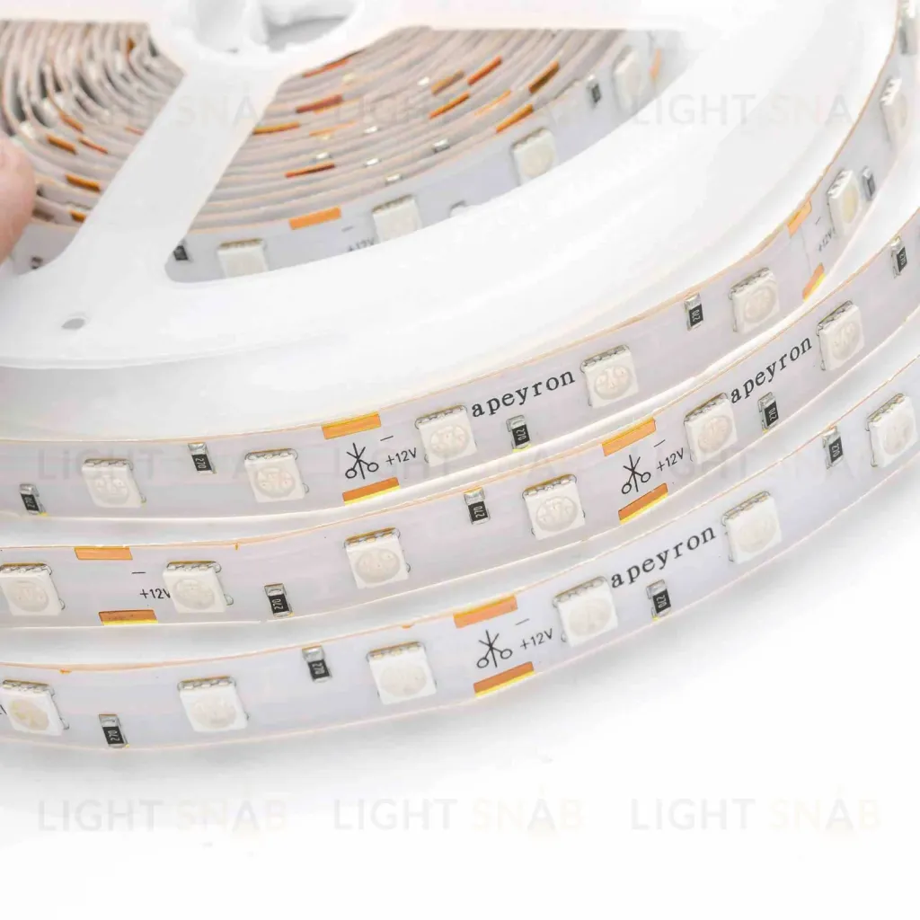 Светодиодная лента Apeyron 12В СТ 14,4Вт/м smd5050 60д/м IP20 5м зеленая 49BL 49BL