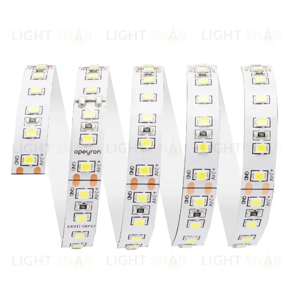 Светодиодная лента Apeyron 24В 10Вт/м smd3528, 120д/м IP20 900Лм/м 5м 6500К 00-332 00-332