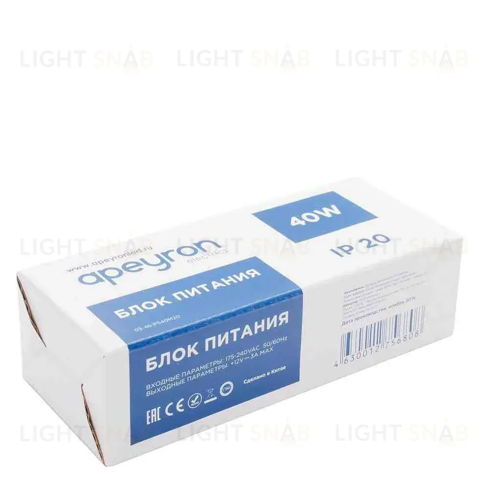 Блок питания Apeyron 12В 40Вт IP20 3,2А 03-46 03-46