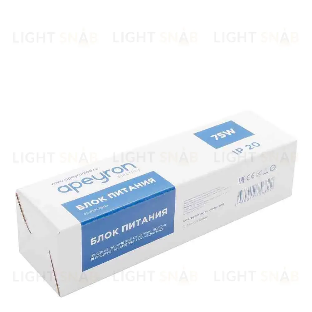 Блок питания Apeyron 12В 75Вт IP20 6,5А 03-48 03-48