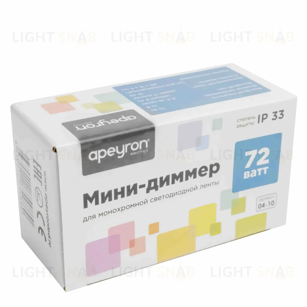 Мини-диммер для светодиодной ленты Apeyron 12В 72Вт RF пульт 04-10 04-10