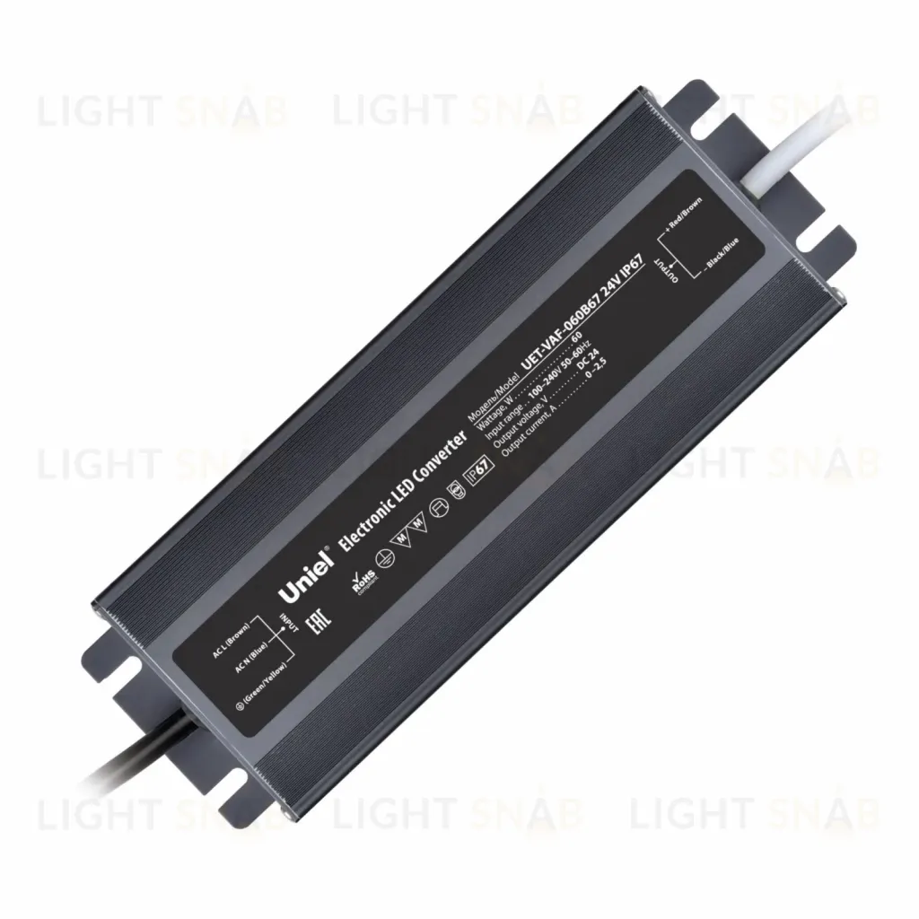 Блок питания Uniel UET-VAF-060B67 24V IP67 UL-00009366 UET-VAF-060B67 24V IP67