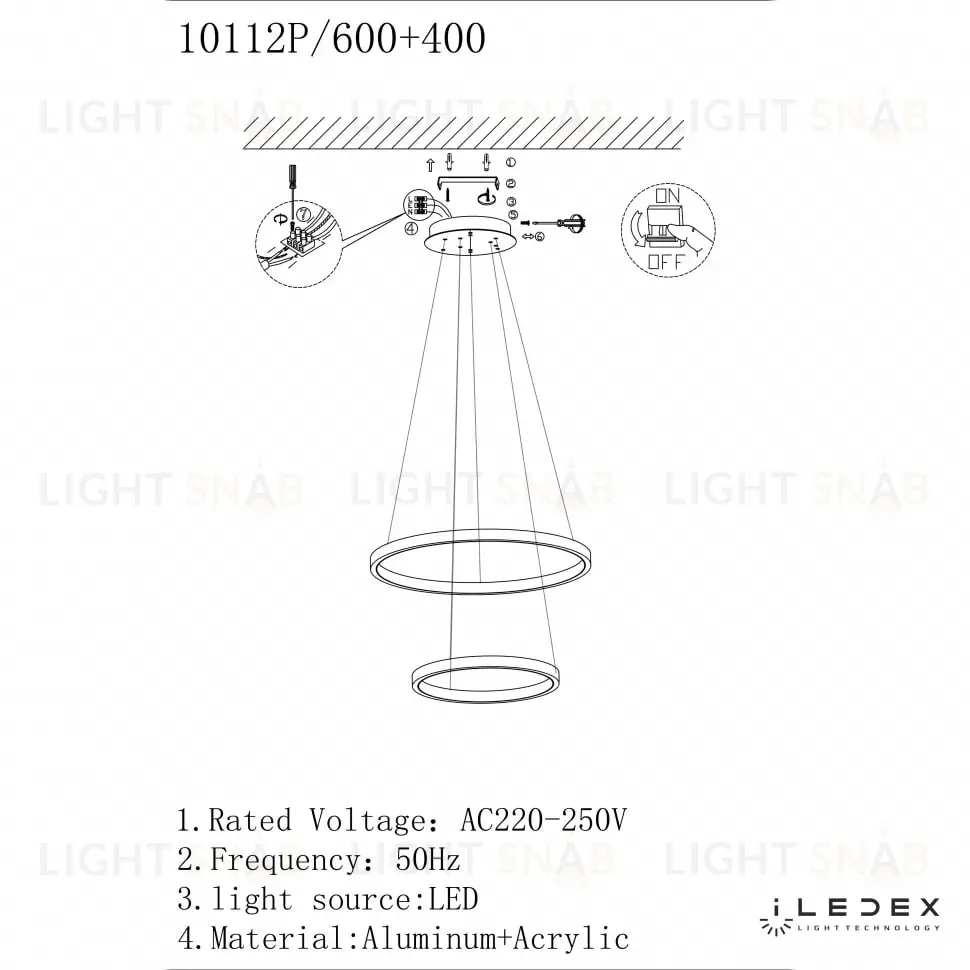 Подвесная люстра iLedex Axis 10112P/2-39W-3000K (6/4) BR 10112P/2-39W-3000K (6/4) BR