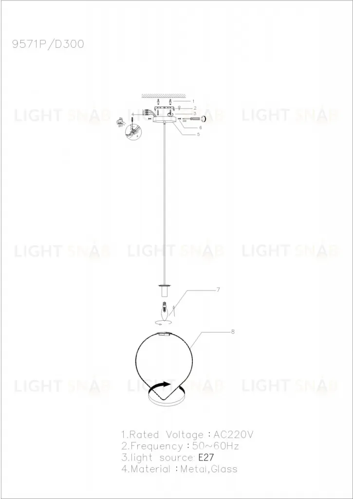 Подвесной светильник iLamp Cento 9571P/1-D300 BR-WH 9571P/1-D300 BR-WH