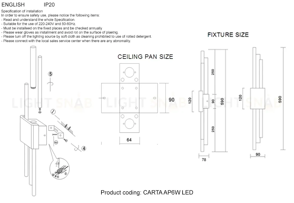 Настенный светильник Crystal Lux CARTA AP6W LED WHITE/CHROME CARTA AP6W LED WHITE/CHROME