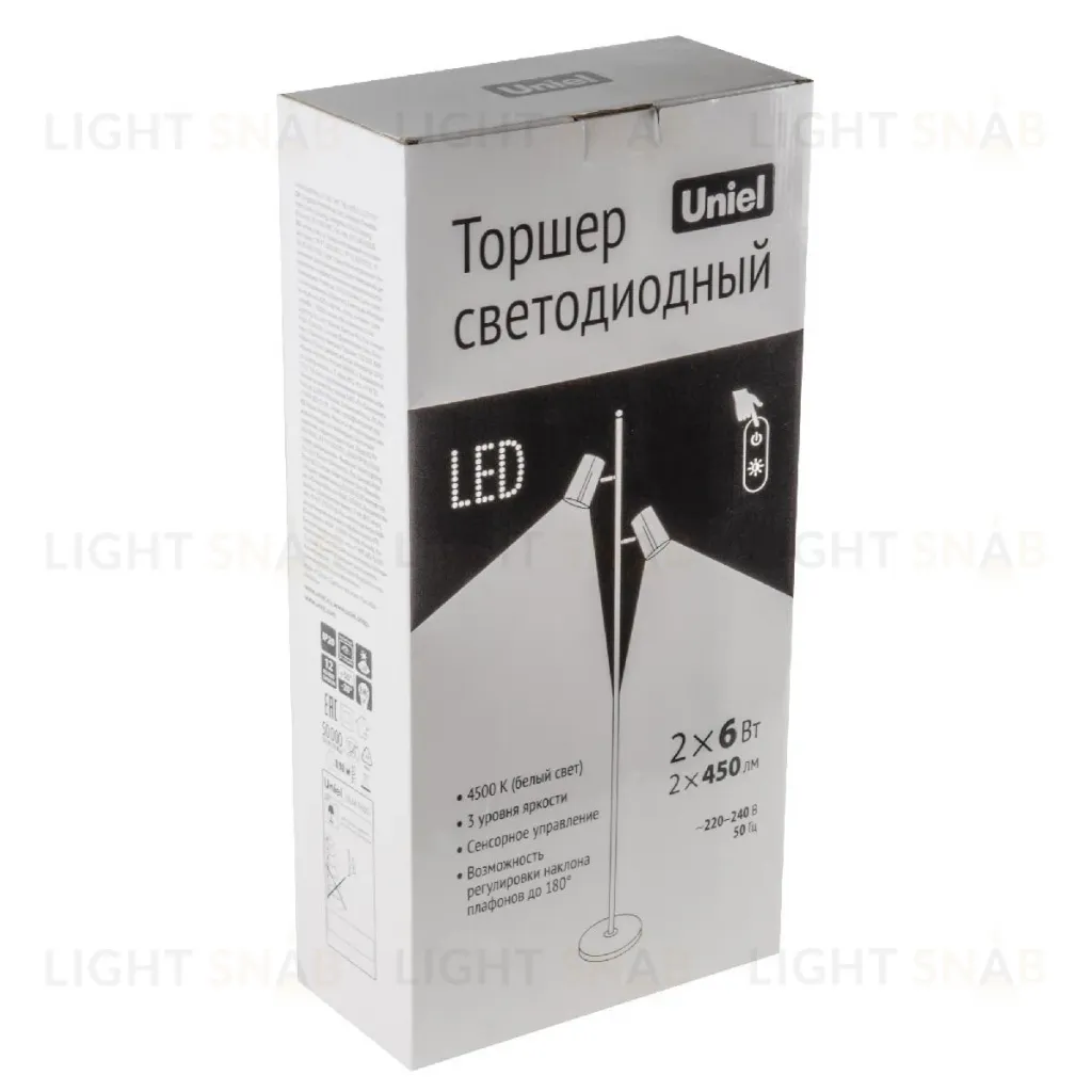 Торшер Uniel ULM-T600 2х6W/4500K/DIM BLACK UL-00010174 ULM-T600 2х6W/4500K/DIM BLACK