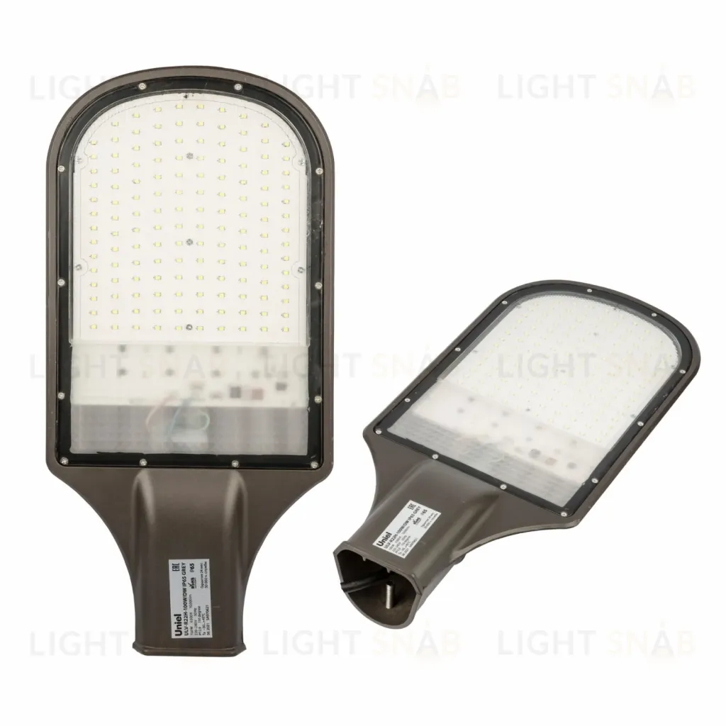 Уличный светодиодный светильник консольный Uniel ULV-R22H-100W/6500K IP65 GREY UL-00009441 ULV-R22H-100W/6500K IP65 GREY