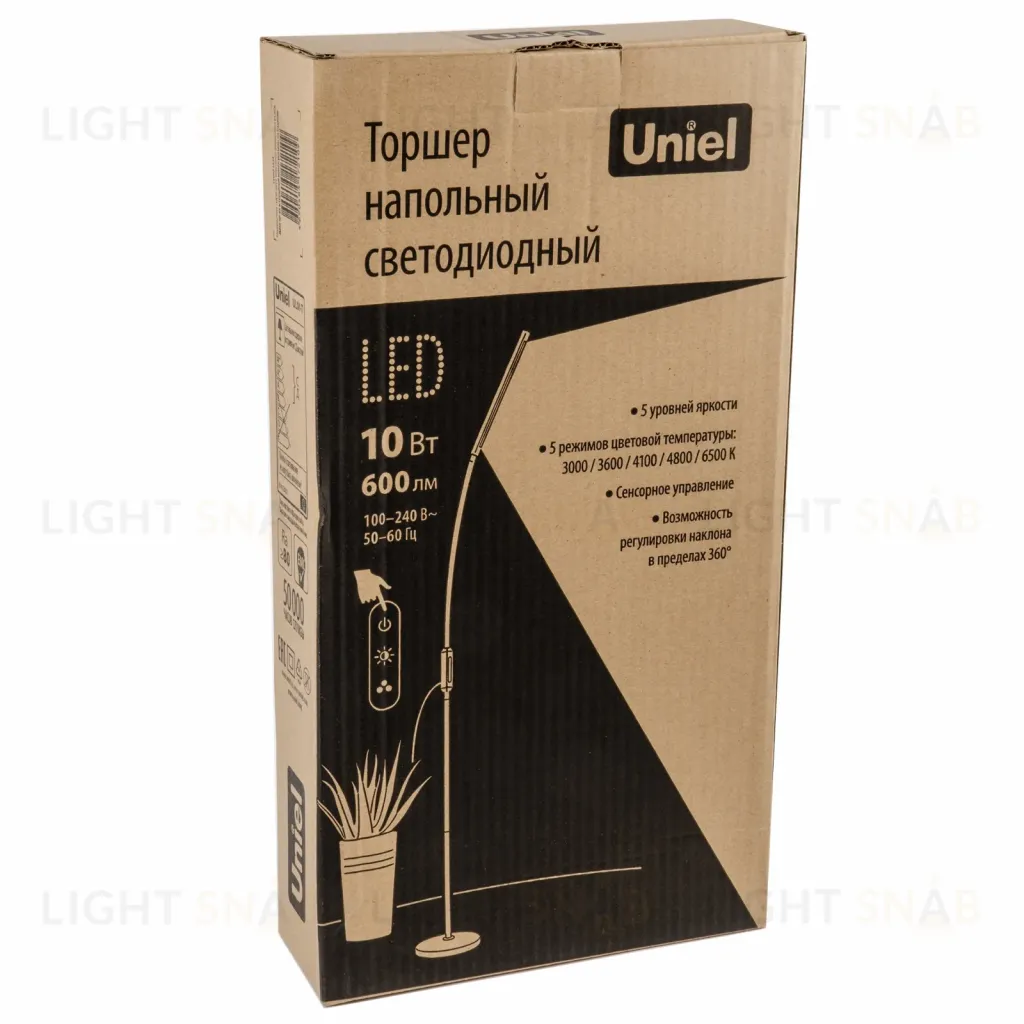 Торшер Uniel ULM-T619 10W/3000-6500K/DIM BLACK UL-00010178 ULM-T619 10W/3000-6500K/DIM BLACK