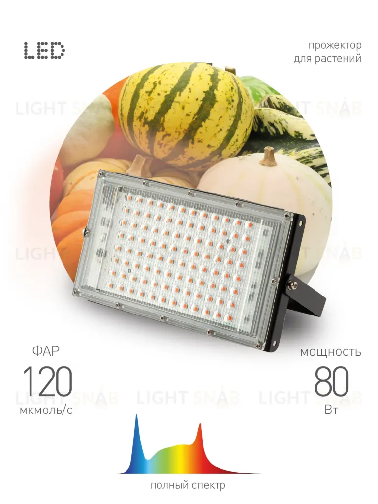 Фитопрожектор для растений Эра FITO-80W-Ra90-LED-Y Б0057284 Б0057284