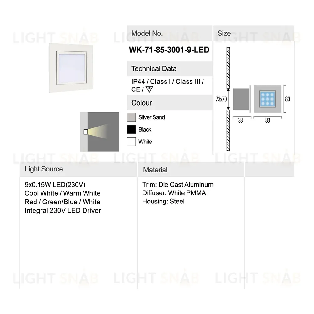 Подсветка для лестниц и ступеней Delight Collection 7185 71-85-3001-H-9 cool white silver 71-85-3001-H-9 cool white silver