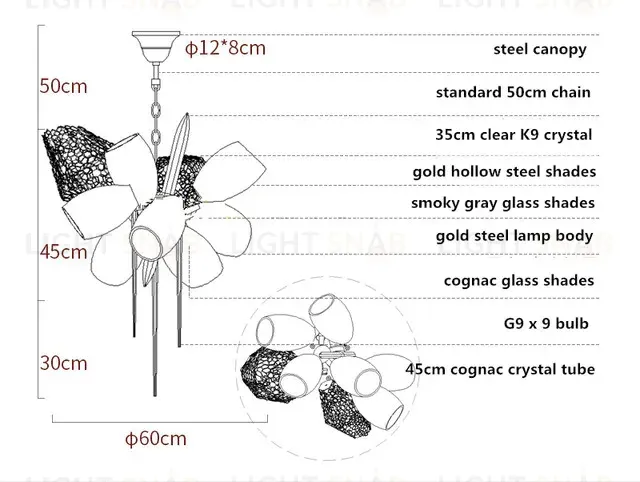 Подвесная люстра Delight Collection Britannica 8898P/AS gold/smoky 8898P/AS gold/smoky