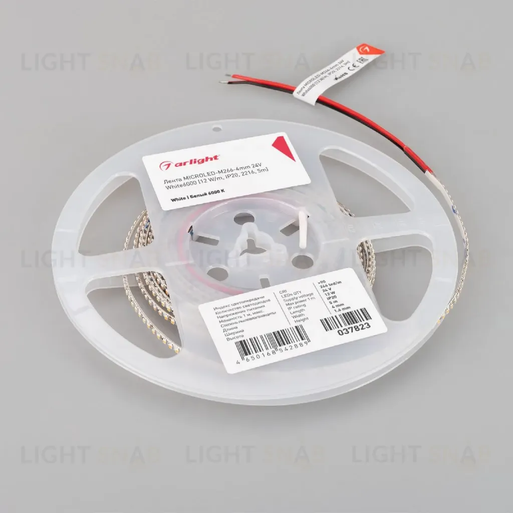 Светодиодная лента Arlight MICROLED-M266-4mm 24V White6000 12 W/m, IP20, 2216, 5m 037823 037823