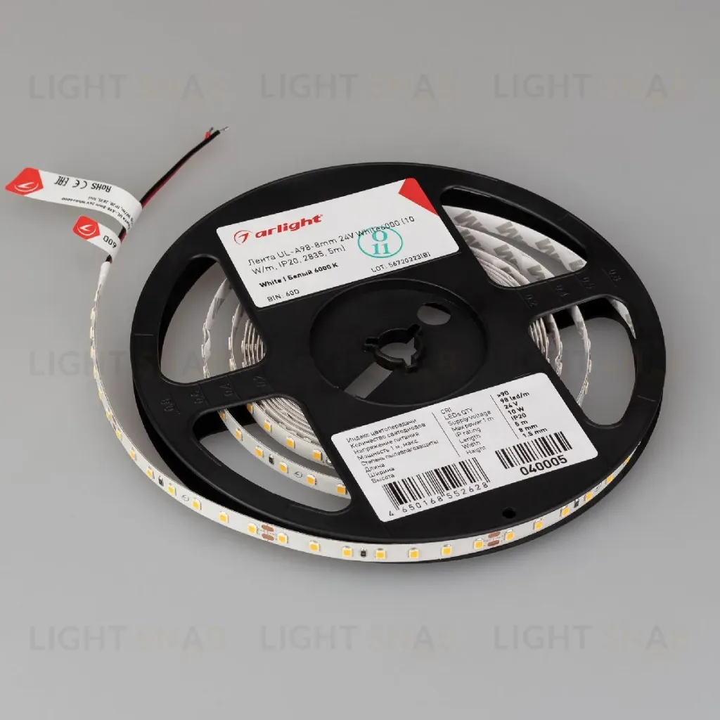 Светодиодная лента Arlight UL-A98-8mm 24V White6000 10 W/m, IP20, 2835, 5m 040005 040005