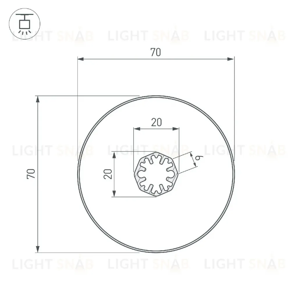 Профиль Arlight SL-ROUND-D70-360deg-2000 ANOD 037770 037770