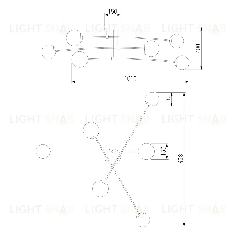 Потолочная люстра Eurosvet Netz 30181/6 черный Smart a062214 30181/6 черный Smart