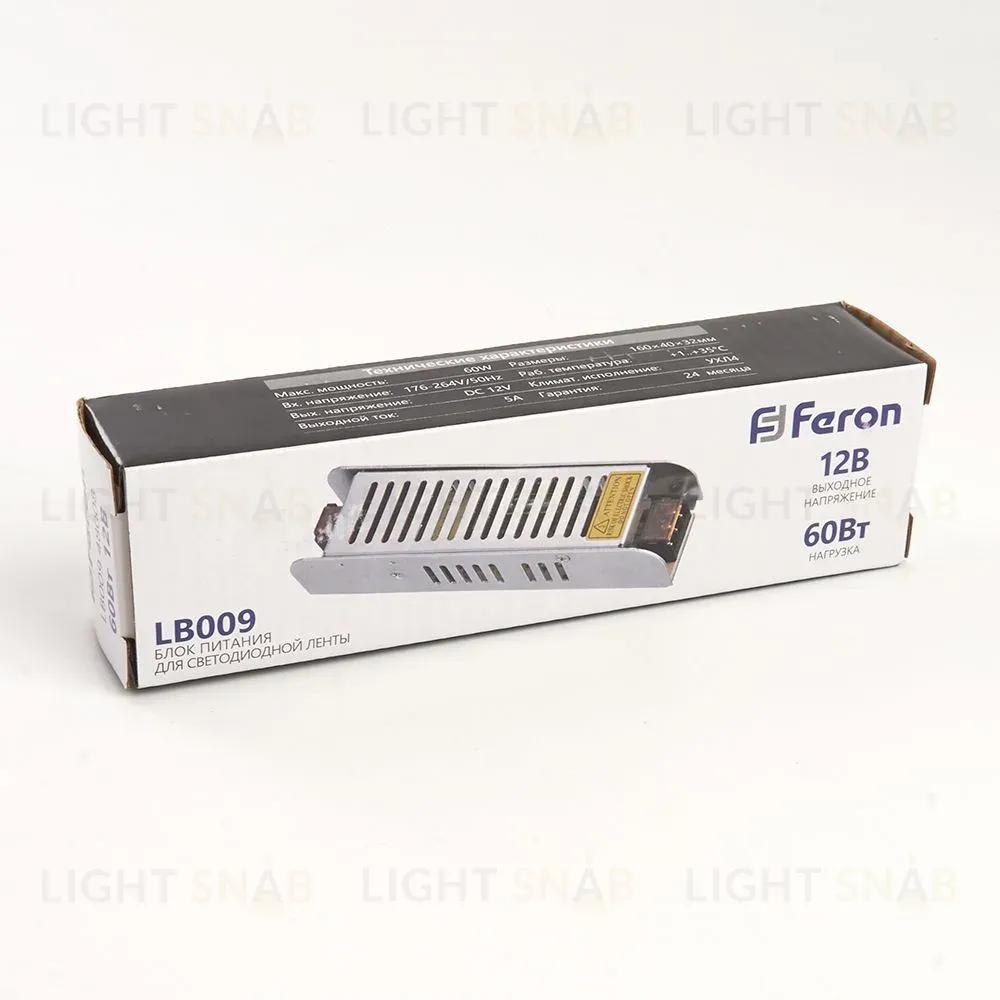 Трансформатор для светодиодной ленты Feron LB009 60Вт 12В IP20 48008 48008