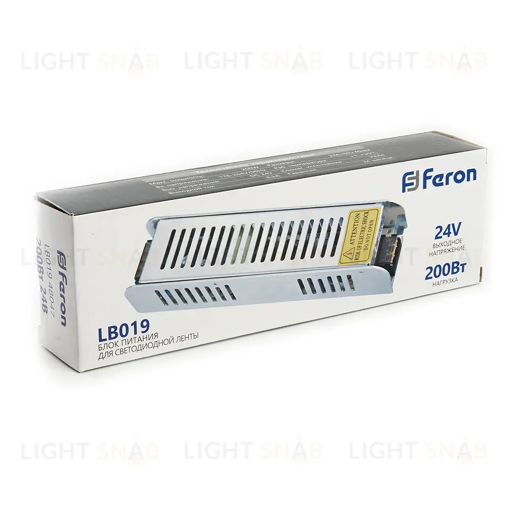 Трансформатор для светодиодной ленты Feron LB019 200Вт 24В IP20 48047 48047