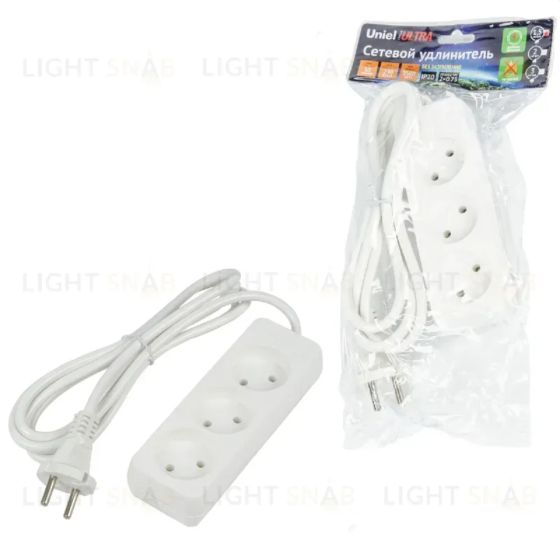 Удлинитель бытовой Uniel Ultra S-CU3-1,5 WHITE UL-00009979 S-CU3-1,5 WHITE
