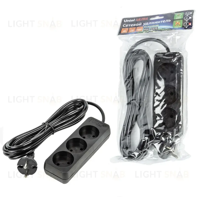 Удлинитель бытовой Uniel Ultra S-CU3-3 BLACK UL-00009983 S-CU3-3 BLACK