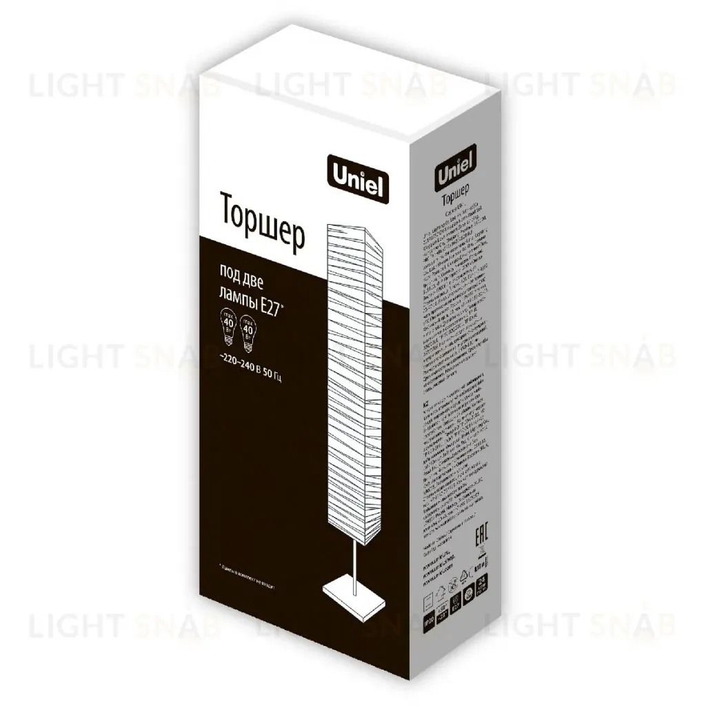 Торшер Uniel UML-T400 2хE27 WHITE UL-00010191 UML-T400 2хE27 WHITE