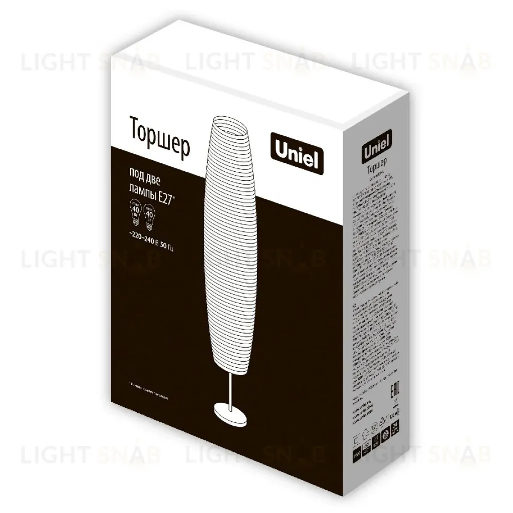 Торшер Uniel UML-T410 2хE27 WHITE UL-00010192 UML-T410 2хE27 WHITE