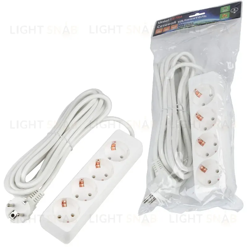 Удлинитель бытовой Uniel Ultra S-GCU4-5 WHITE UL-00010007 S-GCU4-5 WHITE