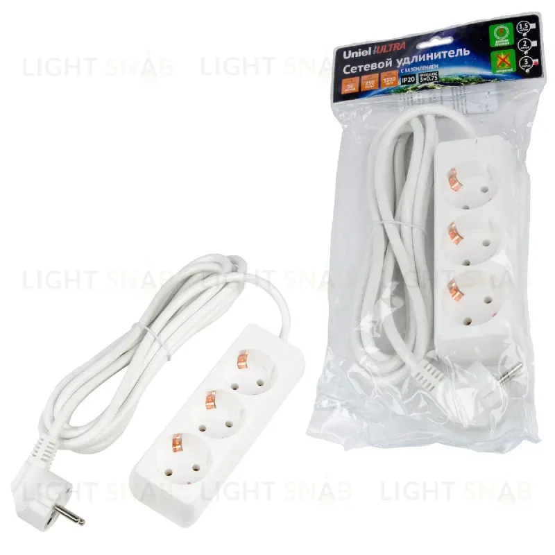 Удлинитель бытовой Uniel Ultra S-GCU3-3 WHITE UL-00010001 S-GCU3-3 WHITE