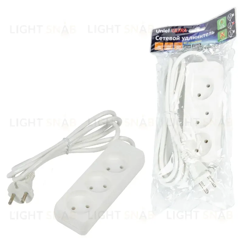 Удлинитель бытовой Uniel Ultra S-CU3-2 WHITE UL-00009981 S-CU3-2 WHITE