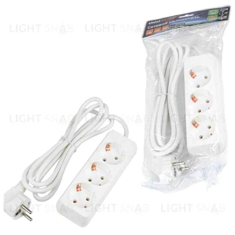 Удлинитель бытовой Uniel Ultra S-GCU3-2 WHITE UL-00010000 S-GCU3-2 WHITE