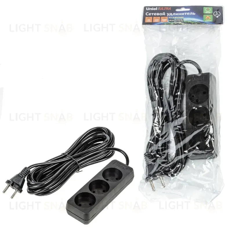 Удлинитель бытовой Uniel Ultra S-CU3-5 BLACK UL-00009985 S-CU3-5 BLACK
