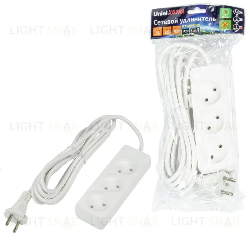 Удлинитель бытовой Uniel Ultra S-CU3-3 WHITE UL-00009982 S-CU3-3 WHITE