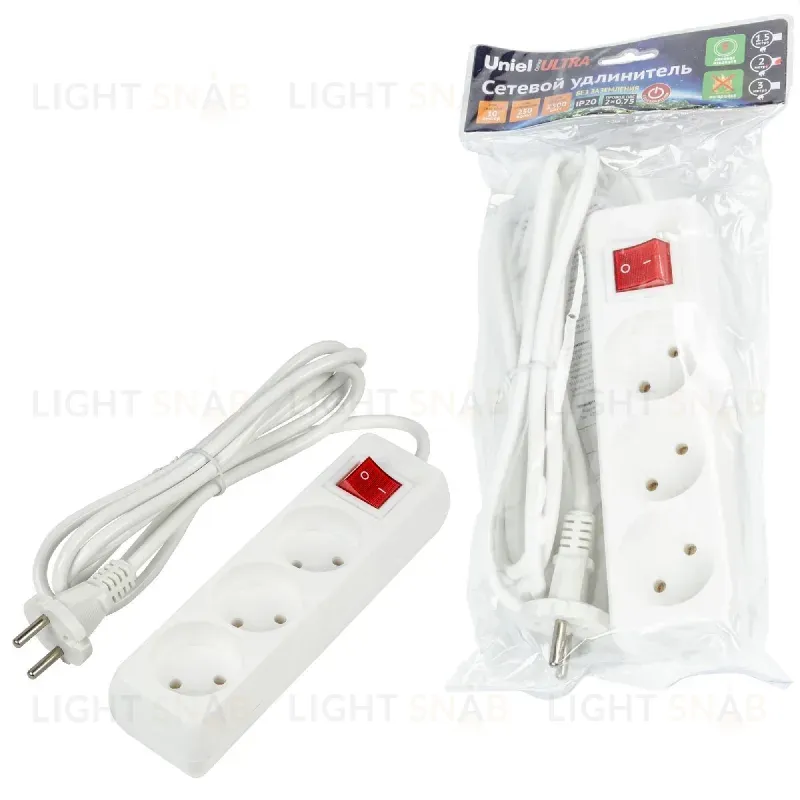 Удлинитель бытовой Uniel Ultra S-CU3-2B WHITE UL-00009994 S-CU3-2B WHITE